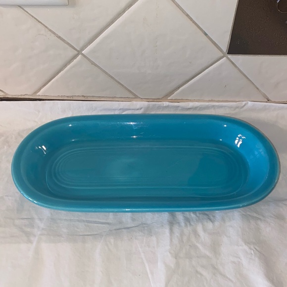 Vintage Original Fiesta turquoise Oval Utility Tray - Picture 1 of 10